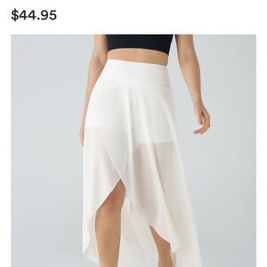 HALARA White High Low Skirt